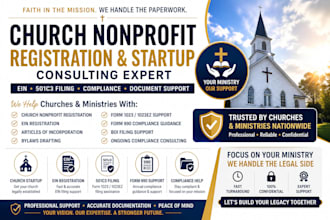 church nonprofit registration, startupconsulting, ein and filing support expert