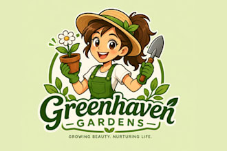 create silhouette of a woman gardening mascot logo design service