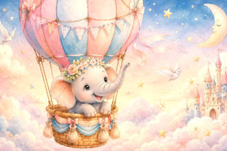 create magical nursery wall art watercolor illustration