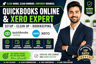 do setup clean up, bookkeeping in quickbooks online and xero