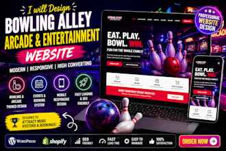 design bowling website bowling alley arcade website entertainment center website