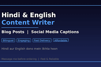 write SEO blog posts and instagram captions in hindi and english