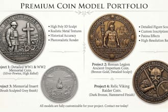create custom 3d coin model, challenge coin design and 3d printable stl