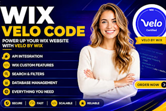 develop wix velo website, wix code, custom wix database, and api custom form