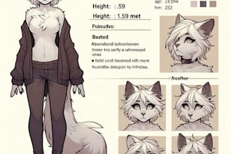 draw furry art, furry ref sheet, fursona ref sheet and anthro ref sheet