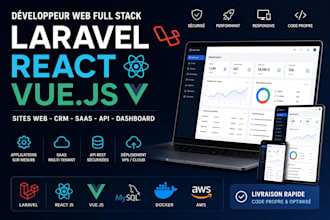 develop a professional laravel CRM saas web application with react or vue