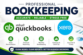 do monthly bookkeeping, reconciliations, cleanups for US canada businesses, xero