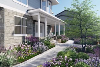 design an eco friendly native plants landscape and rain gardens