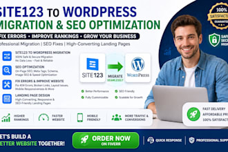 setup  site123 website  migrate  wordpress optimize SEO fix website errors