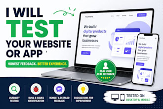 do user testing, website and app review