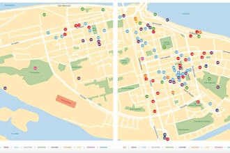 design a custom illustrated city map for tourism, travel guides, and navigation