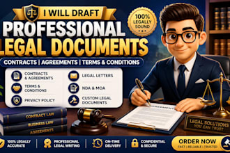 draft professional contract agreement, terms and conditions and legal documents