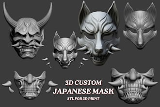 create 3d model of 3d mask helmet armor props cosplay stl file for 3d printing