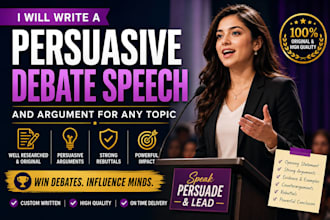 write a persuasive debate speech and argument for any topic