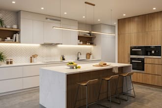 design kitchen cabinetry, kitchen design and residential interior rendering