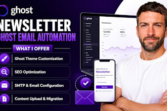 design and develop ghost cms website ghost newsletter ghost email automation