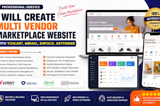 create a multi vendor marketplace website with yokart mirakl shpock artfinder