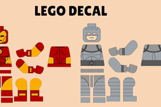 do custom lego minifigure decal design sticker design for uv and pad printing