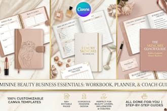 design feminine skincare workbook beauty planner and coach guide