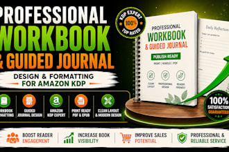 design and format a professional workbook, guided journal, and KDP interior