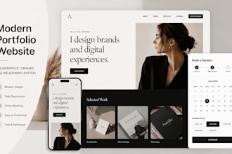 design modern squarespace framer portfolio website online booking system
