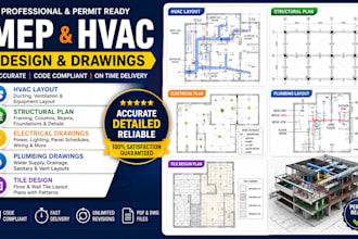 design mep and hvac layout, structural plan, electrical and plumbing drawings
