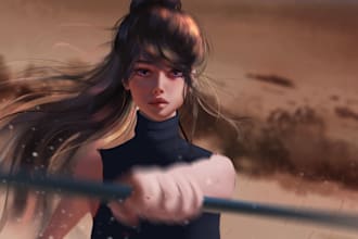 illustrate fantasy art, characters and concept art, no ai