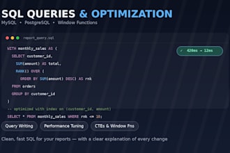 write, fix and optimize sql queries for your reports