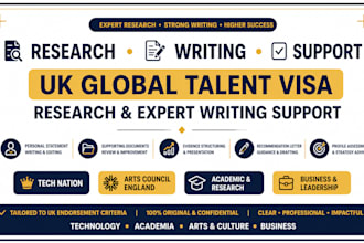 provide UK global talent visa research and expert writing support