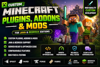develop minecraft plugins addon and mods for java bedrock