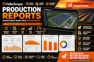 helioscope, production report, 8760 data, solar yield p50 p9