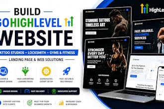 build gohighlevel tattoo studios locksmith website gyms fitness landing page web