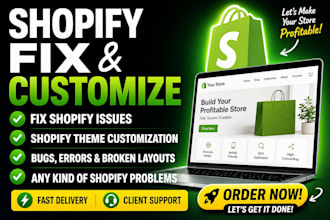 do shopify bug fix, shopify custom coding, shopify theme customization