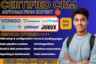 setup vonigo zenmaid bookingkoala joblogic crm automation booking method jobox
