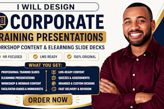 design corporate training slides, workshop content and elearning presentations