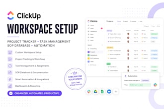 setup clickup workspace project tracker task management sop database automation