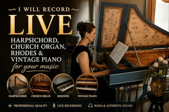 record live harpsichord, church organ, rhodes and vintage piano for your