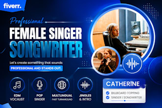 be edm vocalist, female singer songwriter, pop singer, jingles and intro singer