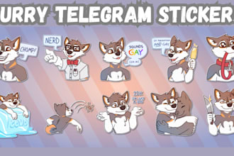 draw telegram stickers nsfw furry stickers discord animated emote or stickers