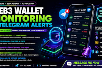 develop web3 wallet monitoring, telegram alerts, and blockchain automation