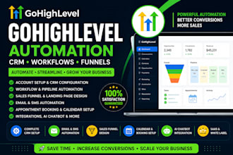 setup gohighlevel automation, CRM workflow and sales funnel