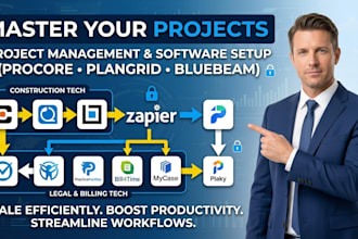 setup procore plangrid bluebeam revu clio praticepanther bill4time mycase plaky