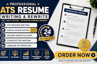 professionally rewrite ats resume, federal resume and 24hrs CV writing