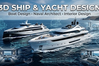 do 3d ship model, boat design, naval architect and yacht interior design