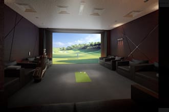 convert garage to golf simulator,home theater setup,layout render,mancave design