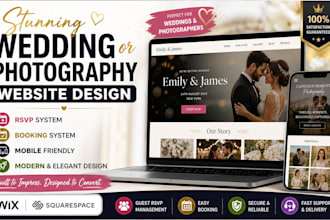 design a wedding or photography website with rsvp, booking on wix or squarespace