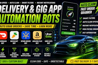 develop spark driver bot, doordash bot, instacart bot, amazon driver bot