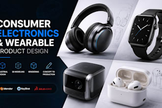 design 3d cad, solidworks enclosures wearables, iot consumer, electronics design