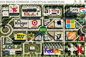 commercial real estate aerial retail maps custom logo labels for businesses