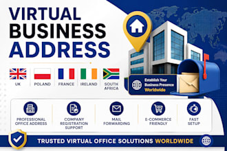 provide virtual business address in UK, poland, france, ireland